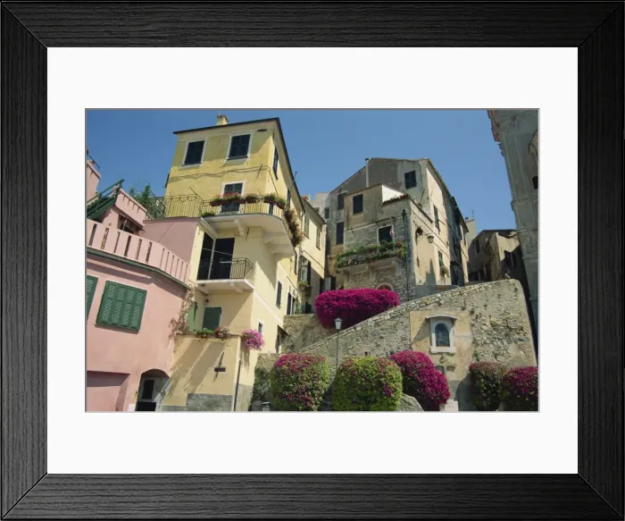 Framed Print : Houses in the Piazza San Giovanni in Cervo on the Italian Riviera Framed Print : Houses in the Piazza San Giovanni in Cervo on the Italian Riviera