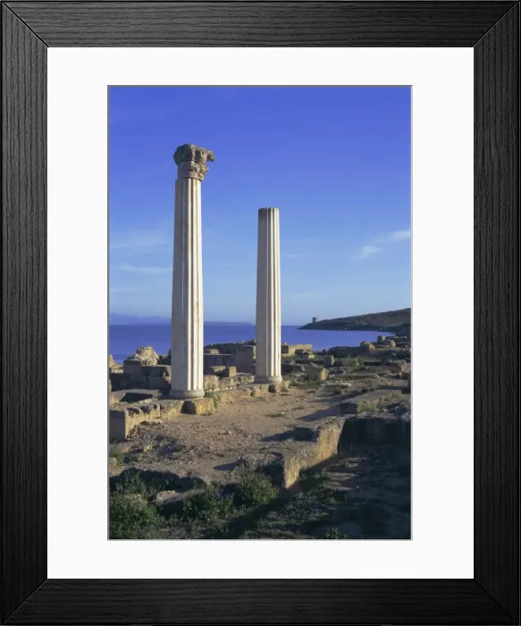 Framed Print : Punic  /  Roman ruins of city founded by Phoenicians in 730 BC