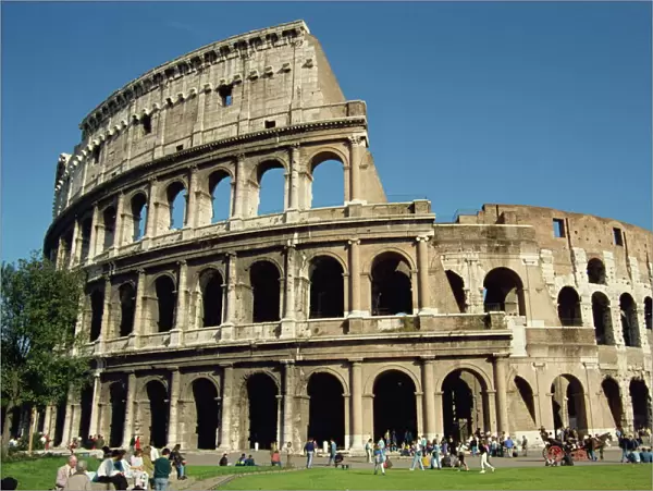 The exterior of the Colosseum in Rome
