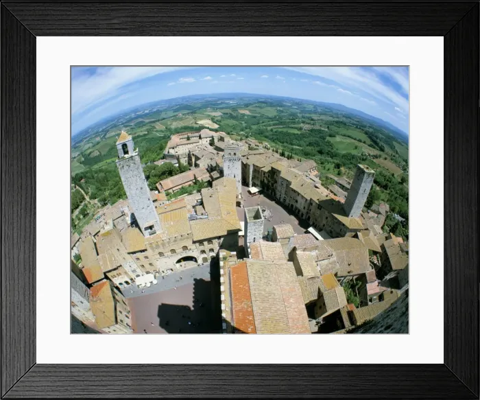 Framed Print : Looking down on San Gimignano from one of the town s Framed Print : Looking down on San Gimignano from one of the town s