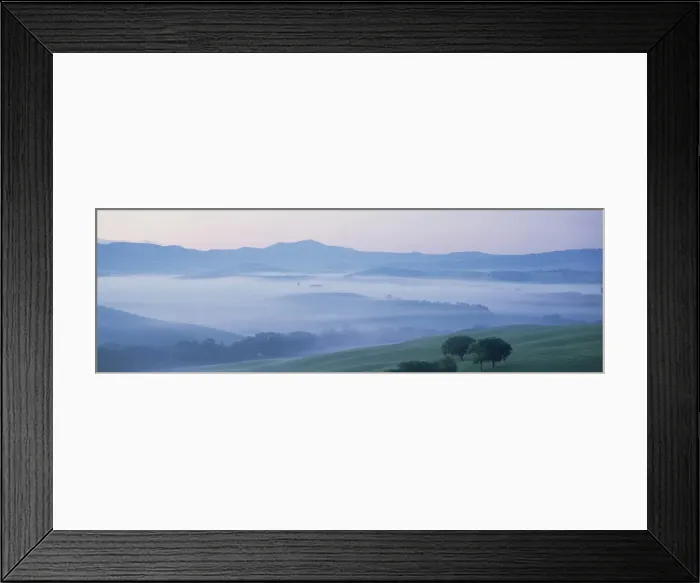 Framed Print : Misty dawn view across Val d Orcia towards the Belvedere Framed Print : Misty dawn view across Val d Orcia towards the Belvedere