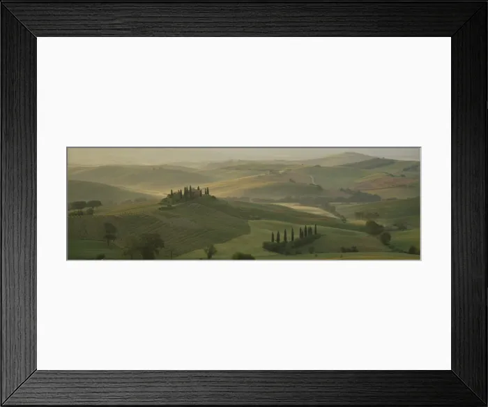 Framed Print : Morning view across Val d Orcia to The Belvedere Framed Print : Morning view across Val d Orcia to The Belvedere