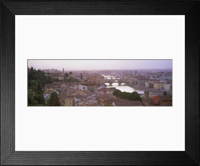 Framed Print : Panoramic view at dusk over Florence showing River Framed Print : Panoramic view at dusk over Florence showing River