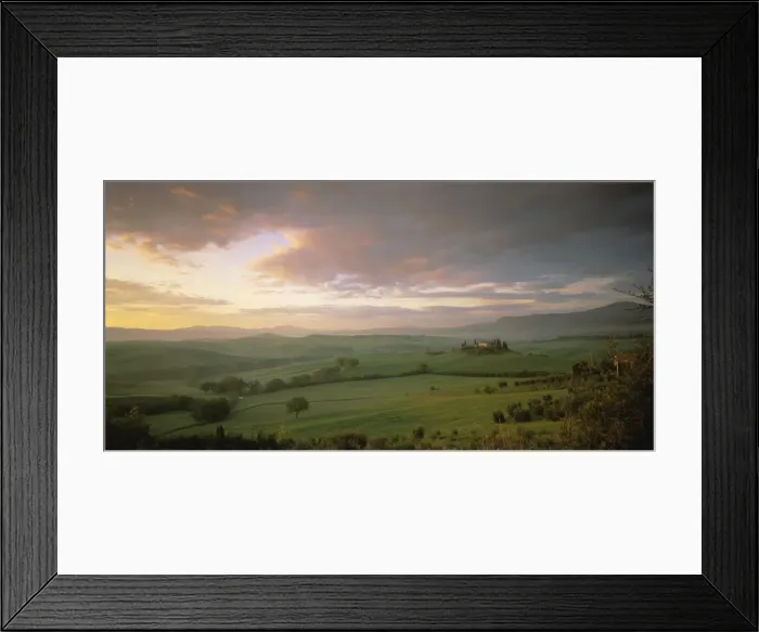 Framed Print : Panoramic view of Val d Orcia at dawn Framed Print : Panoramic view of Val d Orcia at dawn