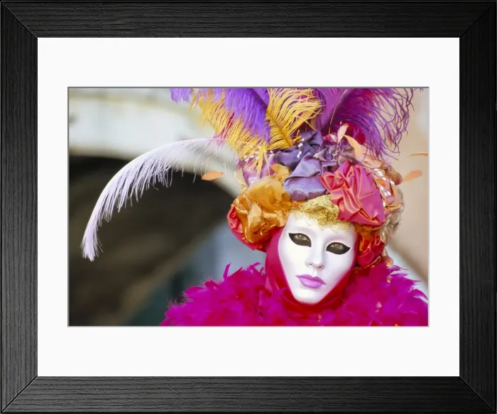Framed Print : Portrait of a person dressed in mask and costume taking