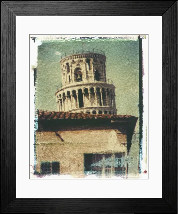 Framed Print : Polaroid Image Transfer of Leaning Tower of Pisa Framed Print : Polaroid Image Transfer of Leaning Tower of Pisa