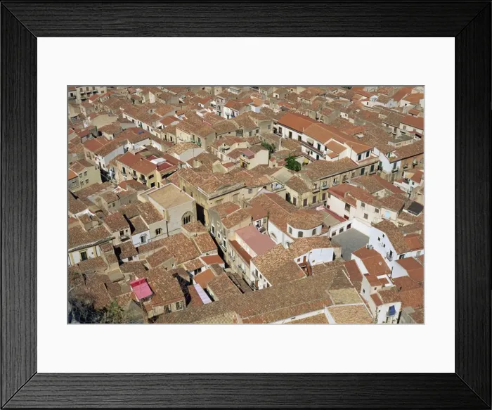 Framed Print : Aerial view of roof tops of the city centre seen from the rock Framed Print : Aerial view of roof tops of the city centre seen from the rock