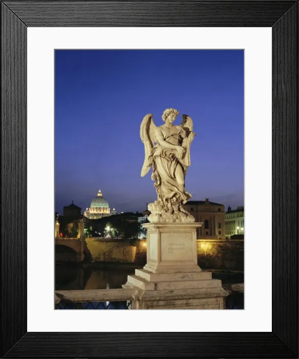 Framed Print : Angelic statue on Ponte Sant Angelo, St Framed Print : Angelic statue on Ponte Sant Angelo, St