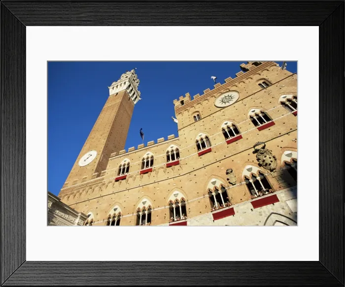 Framed Print : The Torre del Mangia and Palazzo Pubblico on Palio day Framed Print : The Torre del Mangia and Palazzo Pubblico on Palio day