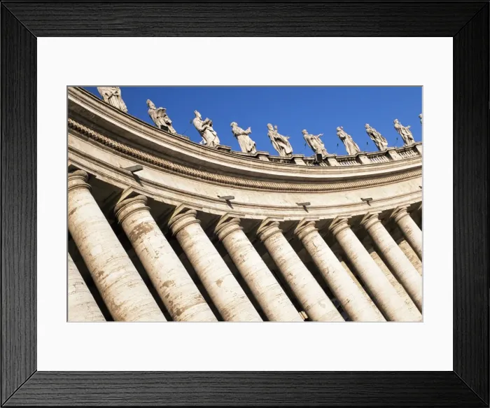 Framed Print : Gian Lorenzo Berninis 17th century colonnade and statues of saints Framed Print : Gian Lorenzo Berninis 17th century colonnade and statues of saints