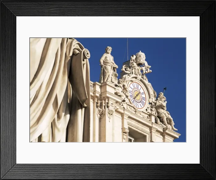 Framed Print : Clock adorning facade of St Framed Print : Clock adorning facade of St