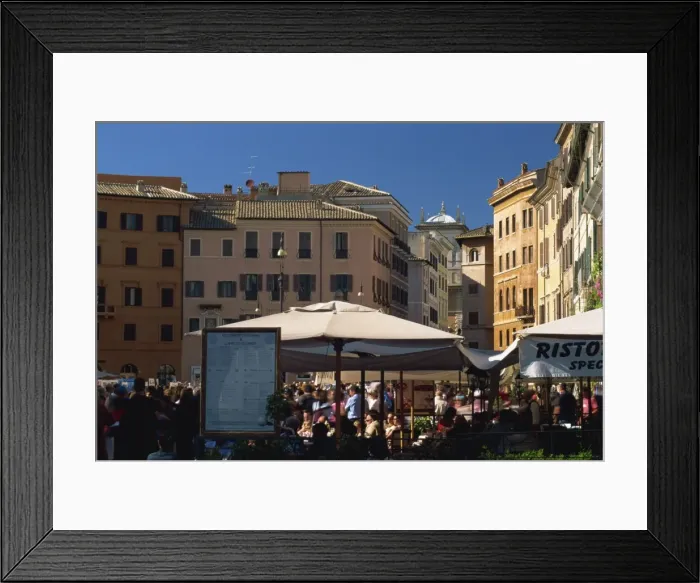 Framed Print : Outdoor restaurant and crowds Framed Print : Outdoor restaurant and crowds