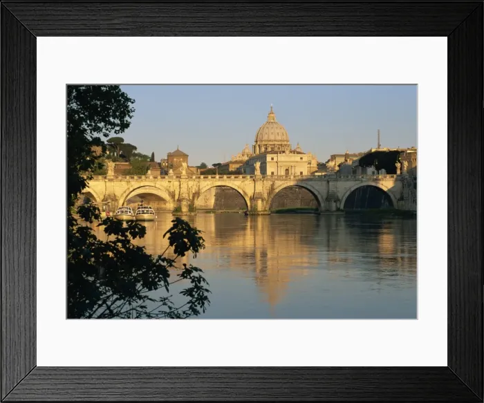 Framed Print : River Tiber and Ponte Sant Angelo, St Framed Print : River Tiber and Ponte Sant Angelo, St