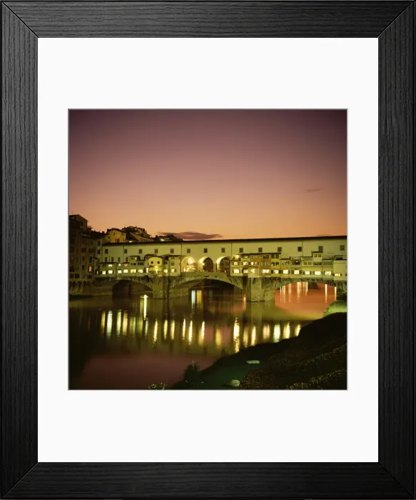 Framed Print : Reflections of the Ponte Vecchio dating from 1345 Framed Print : Reflections of the Ponte Vecchio dating from 1345