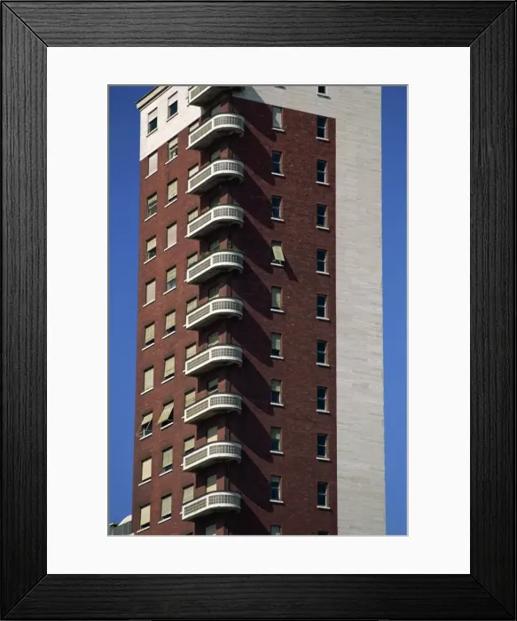 Framed Print : Apartment block built post war in the centre of the city of Turin Framed Print : Apartment block built post war in the centre of the city of Turin