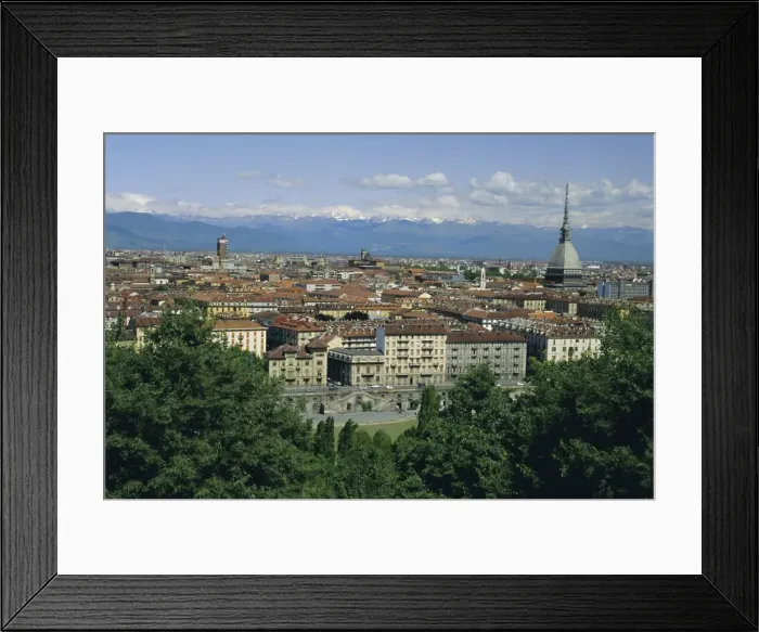 Framed Print : City centre and the Alps Framed Print : City centre and the Alps