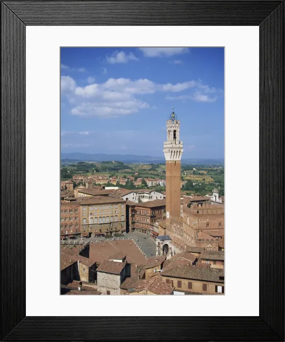 Framed Print : The Mangia Tower and buildings around the Piazza del Campo in Siena Framed Print : The Mangia Tower and buildings around the Piazza del Campo in Siena