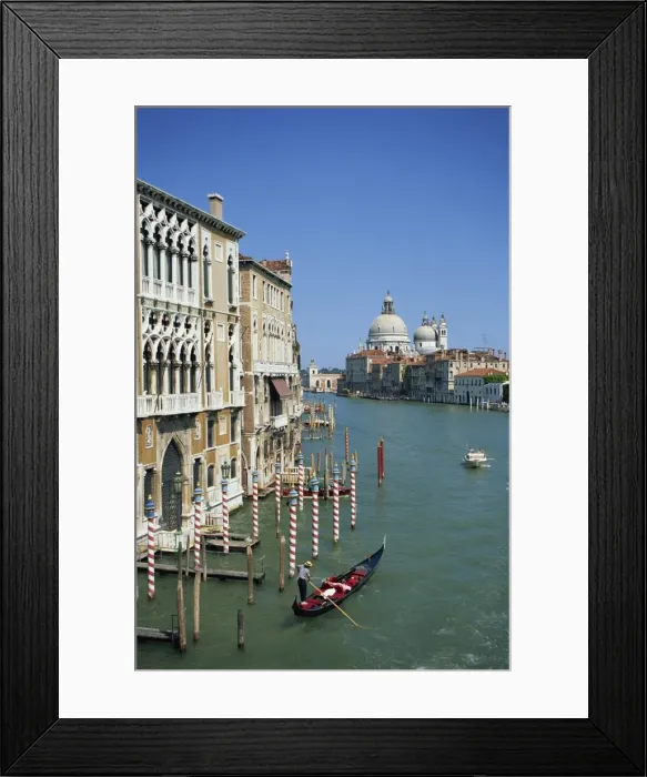 Framed Print : Gondolas on the Grand Canal with Santa Maria Della Framed Print : Gondolas on the Grand Canal with Santa Maria Della