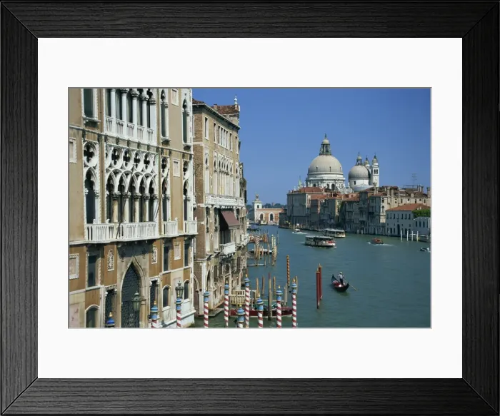 Framed Print : Gondolas on the Grand Canal with Santa Maria Della Framed Print : Gondolas on the Grand Canal with Santa Maria Della