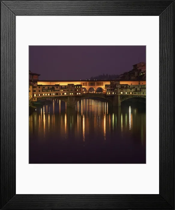 Framed Print : Reflections in the River Arno of lights on the Ponte Framed Print : Reflections in the River Arno of lights on the Ponte