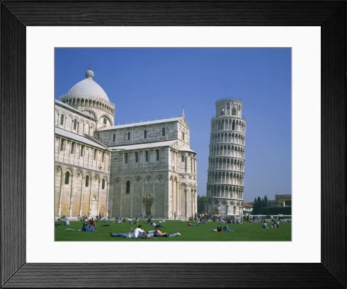 Framed Print : Tourists in the Piazza del Duomo near the Leaning Tower Framed Print : Tourists in the Piazza del Duomo near the Leaning Tower