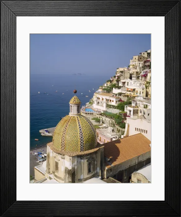 Framed Print : Tiled dome of a church above Positano Framed Print : Tiled dome of a church above Positano