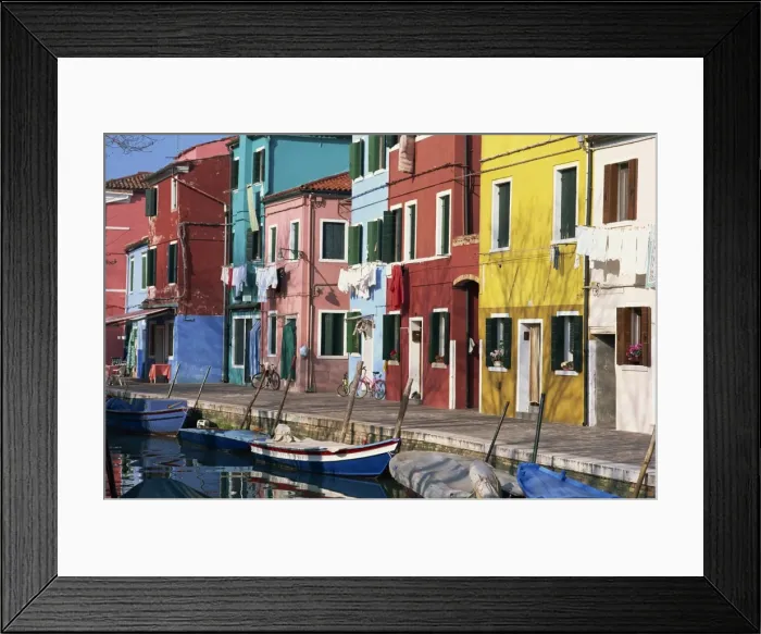 Framed Print : Canalside houses Burano Island Framed Print : Canalside houses Burano Island
