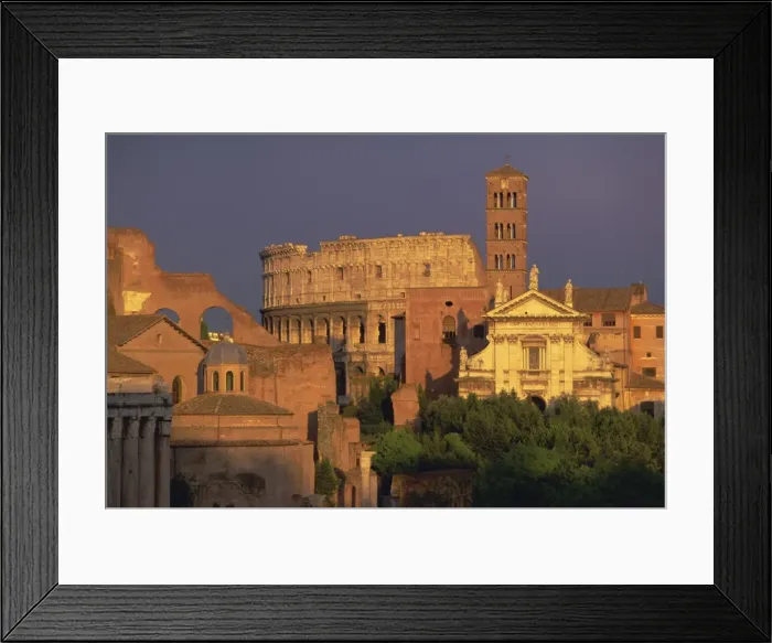 Framed Print : View across the Roman Forum towards Colosseum and St Framed Print : View across the Roman Forum towards Colosseum and St