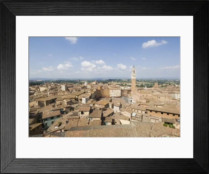 Framed Print : View of the Piazza del Campo and the Palazzo Pubblico with its amazing bell tower, Siena, UNESCO World Heritage Site, Tuscany, Italy, Europe