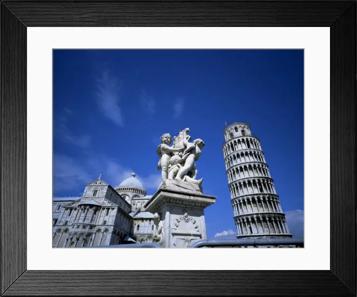 Framed Print : Statue, Leaning Tower and Duomo
