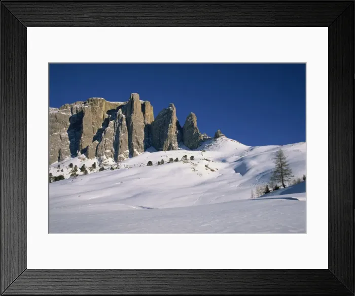 Framed Print : Mountains in the Passo Sella near the ski resort of Framed Print : Mountains in the Passo Sella near the ski resort of