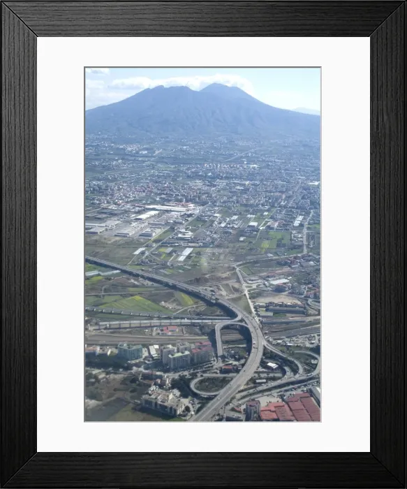 Framed Print : Aerial view of Naples with Mount Vesuvius behind Framed Print : Aerial view of Naples with Mount Vesuvius behind