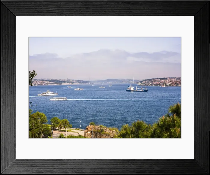 Framed Print : Bosphorus Strait, with European Istanbul on left and Asian Istanbul on right, Istanbul Framed Print : Bosphorus Strait, with European Istanbul on left and Asian Istanbul on right, Istanbul
