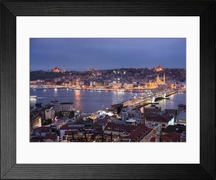 Framed Print : Mosques at night in the historical Sultanahmet District of Istanbul, seen across the Golden Horn Framed Print : Mosques at night in the historical Sultanahmet District of Istanbul, seen across the Golden Horn