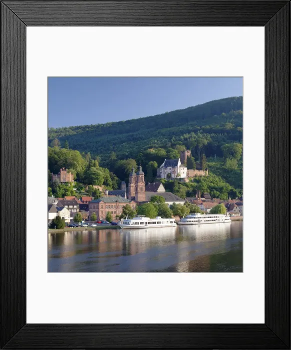 Framed Print : Mildenburg Castle and Parish Church of St. Jakobus, excursion boats on Main River Framed Print : Mildenburg Castle and Parish Church of St. Jakobus, excursion boats on Main River