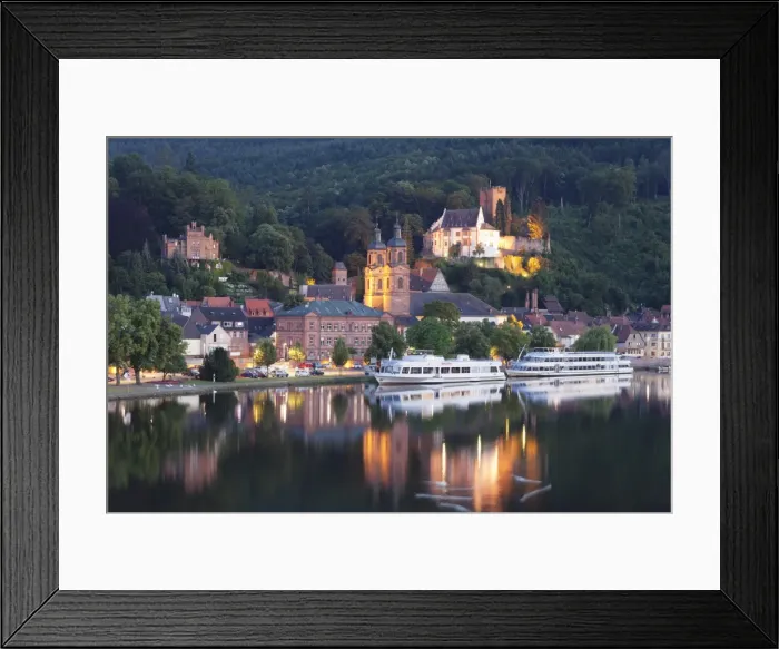 Framed Print : Mildenburg Castle and Parish Church of St. Jakobus, excursion boats on Main River Framed Print : Mildenburg Castle and Parish Church of St. Jakobus, excursion boats on Main River