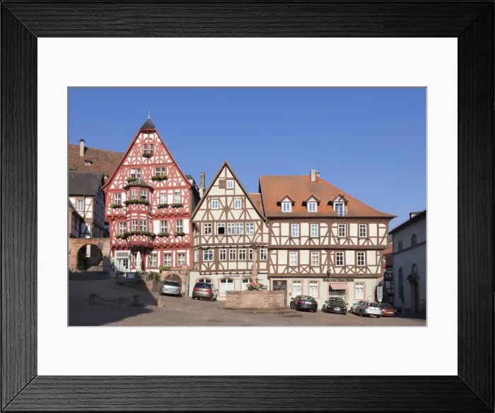 Framed Print : Market Square with half-timbered houses, old town of Miltenberg, Franconia, Bavaria Framed Print : Market Square with half-timbered houses, old town of Miltenberg, Franconia, Bavaria