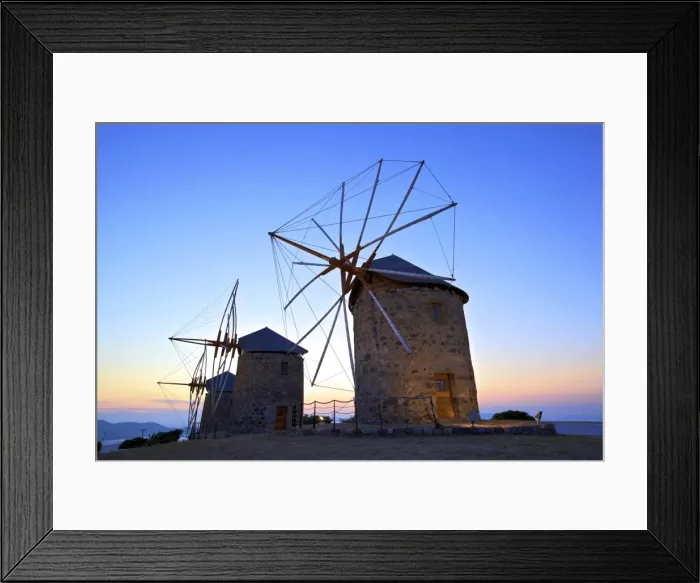Framed Print : Illuminated windmills of Chora, Patmos, Dodecanese, Greek Islands, Greece, Europe Framed Print : Illuminated windmills of Chora, Patmos, Dodecanese, Greek Islands, Greece, Europe