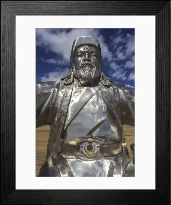 Framed Print : Huge silver stainless steel Chinggis Khaan (Genghis Khan) statue, Tsonjin Boldog Framed Print : Huge silver stainless steel Chinggis Khaan (Genghis Khan) statue, Tsonjin Boldog