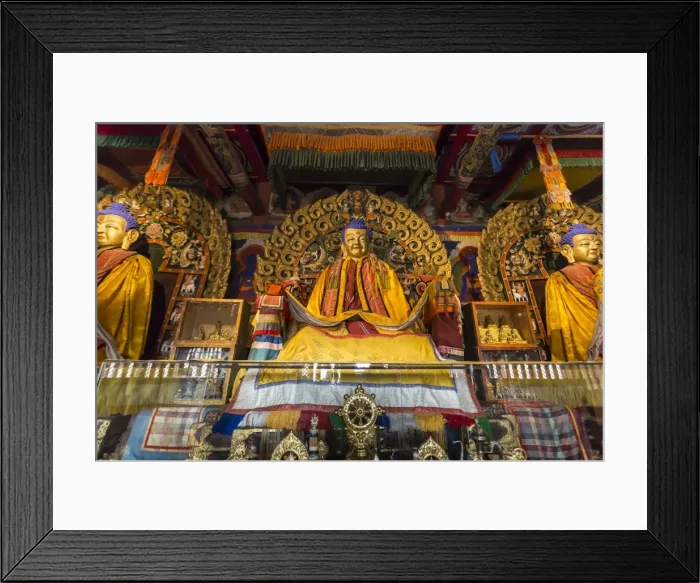 Framed Print : Golden Buddha statues and display items, Baruun Zuu temple, Erdene Zuu Khiid, Monastery Framed Print : Golden Buddha statues and display items, Baruun Zuu temple, Erdene Zuu Khiid, Monastery