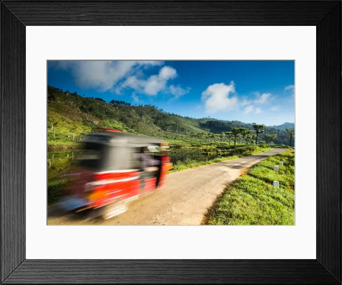 Framed Print : Tuk Tuk driving through a tea plantation near Haputale, Badulla District, Uva Province Framed Print : Tuk Tuk driving through a tea plantation near Haputale, Badulla District, Uva Province