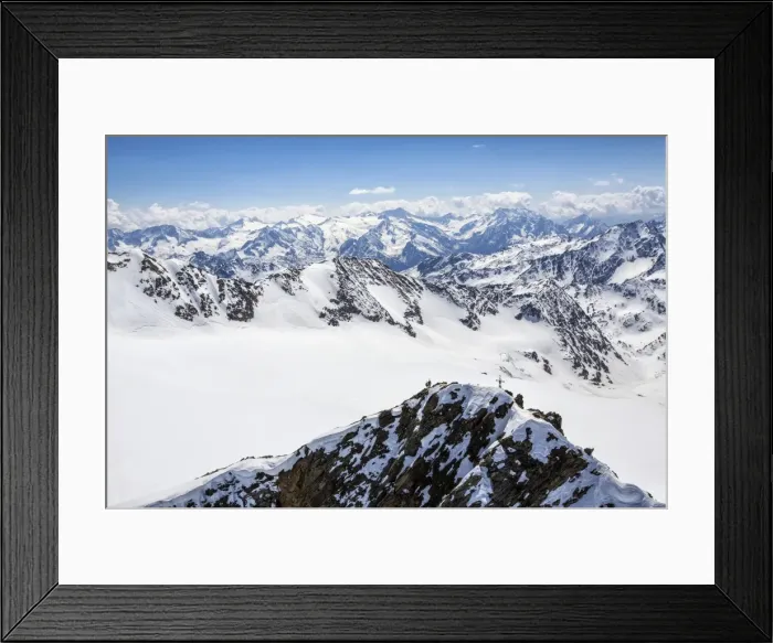 Framed Print : Aerial view of alpine skiers on Mount Dosegu, Stelvio National Park, Valtellina, Valfurva Framed Print : Aerial view of alpine skiers on Mount Dosegu, Stelvio National Park, Valtellina, Valfurva
