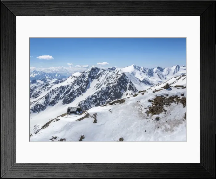 Framed Print : Aerial view of Forni Glacier and Refuge, Vioz, Valtellina, Lombardy, Italy, Europe Framed Print : Aerial view of Forni Glacier and Refuge, Vioz, Valtellina, Lombardy, Italy, Europe