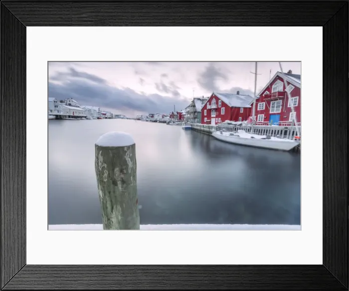 Framed Print : The typical fishing village of Henningsvaer with its red houses (rorbu), Lofoten Islands Framed Print : The typical fishing village of Henningsvaer with its red houses (rorbu), Lofoten Islands