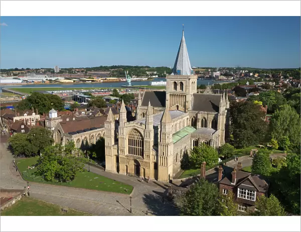 Rochester Cathedral viewed from castle, Rochester, Kent, England, United Kingdom, Europe