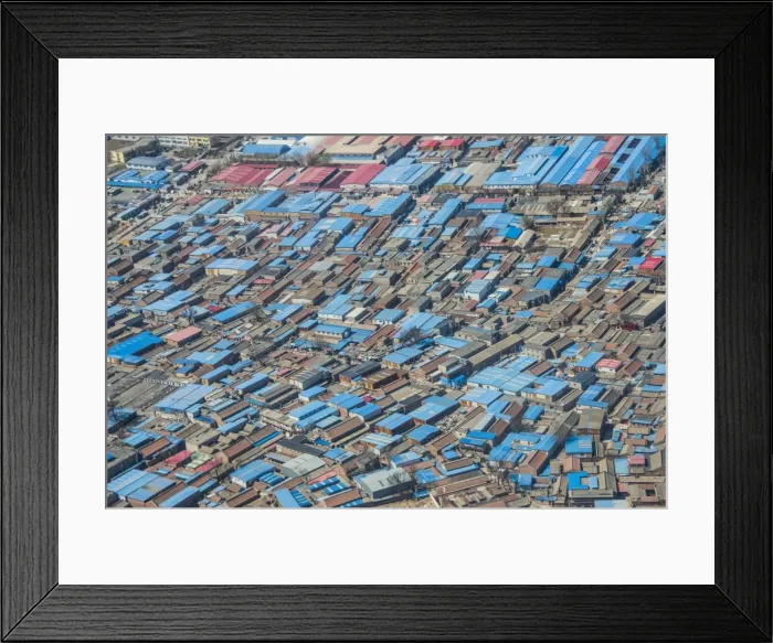 Framed Print : Aerial of an industrial settlement, China, Asia Framed Print : Aerial of an industrial settlement, China, Asia