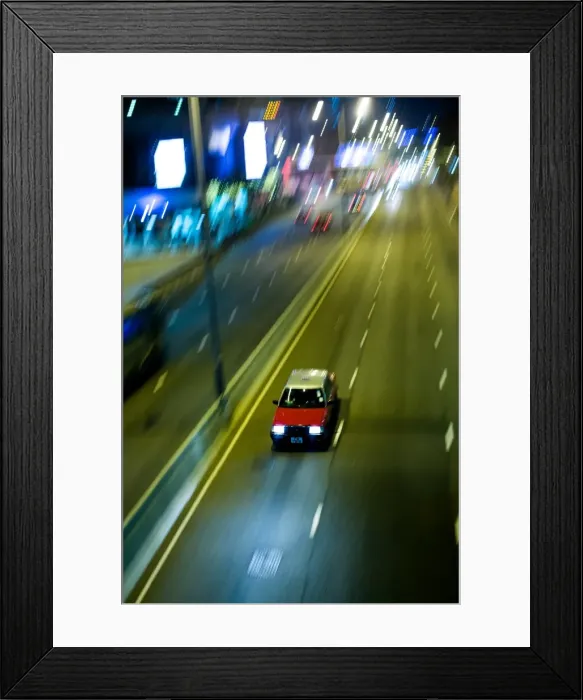 Framed Print : Taxi at night, Hong Kong, China, Asia Framed Print : Taxi at night, Hong Kong, China, Asia