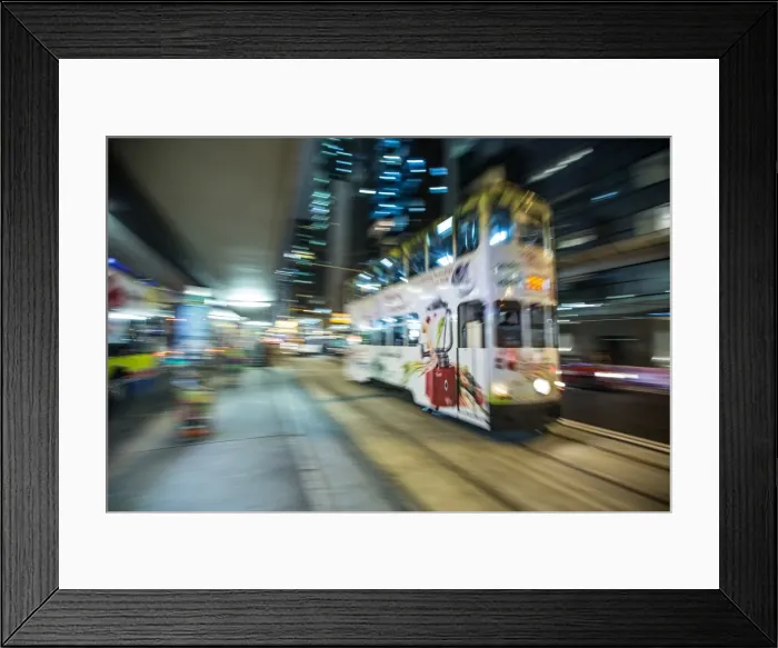 Framed Print : Hong Kong tram at night, Central, Hong Kong, China, Asia Framed Print : Hong Kong tram at night, Central, Hong Kong, China, Asia