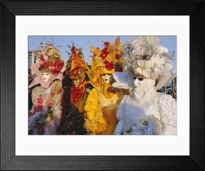 Framed Print : People wearing masked carnival costumes Framed Print : People wearing masked carnival costumes