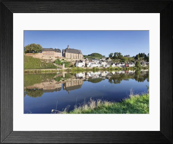 Framed Print : Ortsansicht and church, St. Laurentius, Saarburg, Rhineland-Palatinate, Germany, Europe Framed Print : Ortsansicht and church, St. Laurentius, Saarburg, Rhineland-Palatinate, Germany, Europe